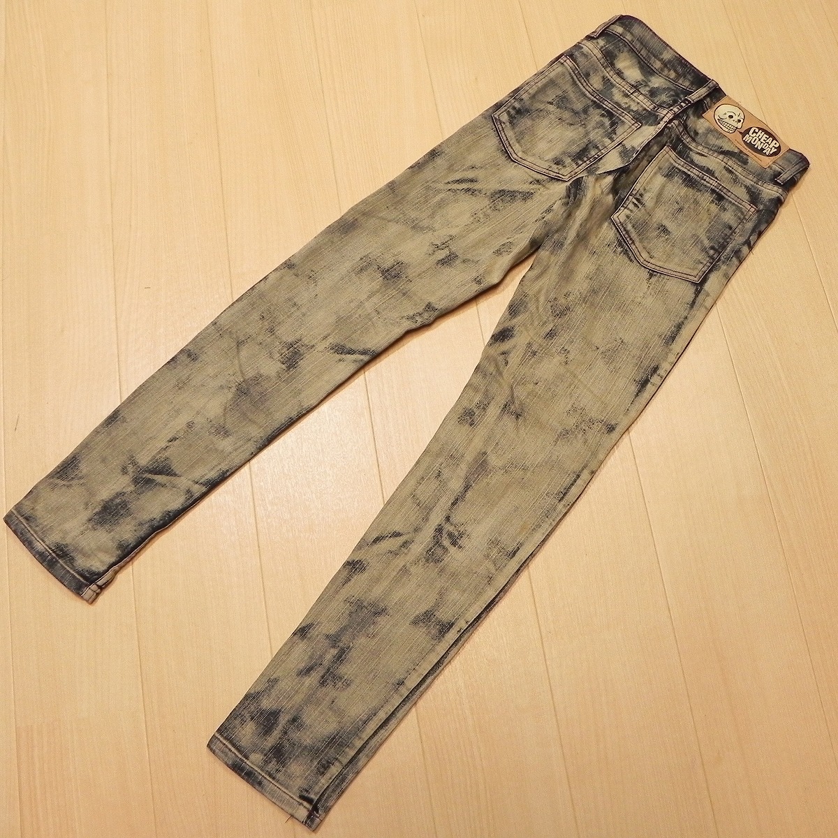 (898★ チープマンデー CHEAP MONDAY ★ 28×32 TIGHT スキニー ストレッチデニム タイト ブラックデニム 加工 古着 即決 ★_画像2