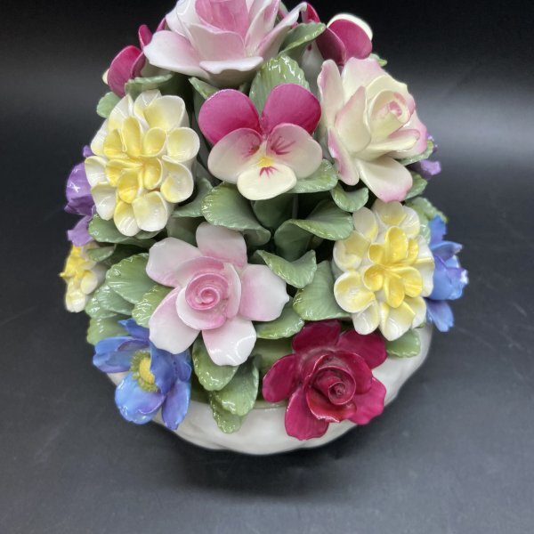 I205 AYNSLEY エインズレイ FLORAL フローラル ハワードスプレイ フッテドボウルフラワー 陶花　置物　インテリア　ヴィンテージ　欠け有