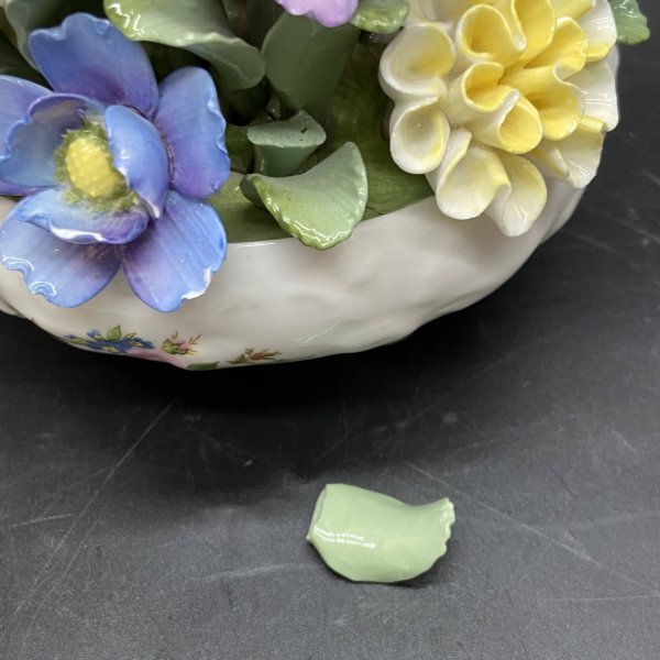 I205 AYNSLEY エインズレイ FLORAL フローラル ハワードスプレイ フッテドボウルフラワー 陶花　置物　インテリア　ヴィンテージ　欠け有