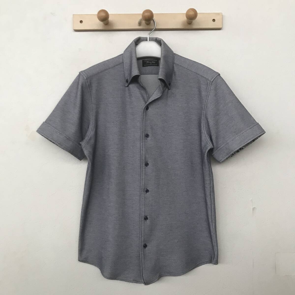 MEN'S BIGI MO181UTS22 メンズビギ ドット柄 半袖B.D.シャツ 美品 size M　BEE0701