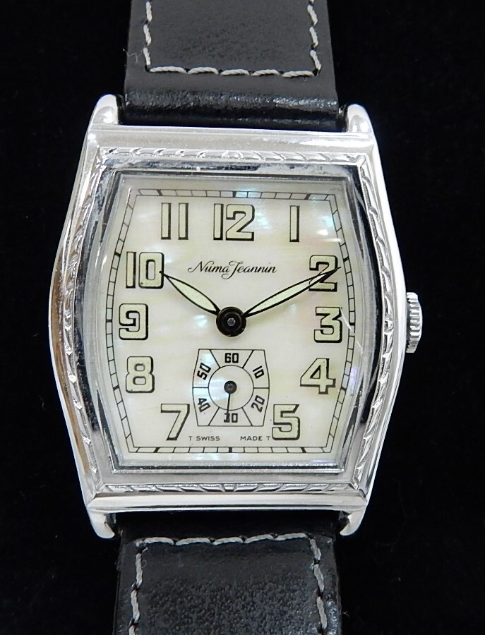 【未使用動(dòng)作未確認(rèn)?ジャンク】★アンティーク Numa Jeannin ヌマ ジャンナン SWISS MADE スモールセコンド シェル文字盤クォーツ 腕時(shí)計(jì) 