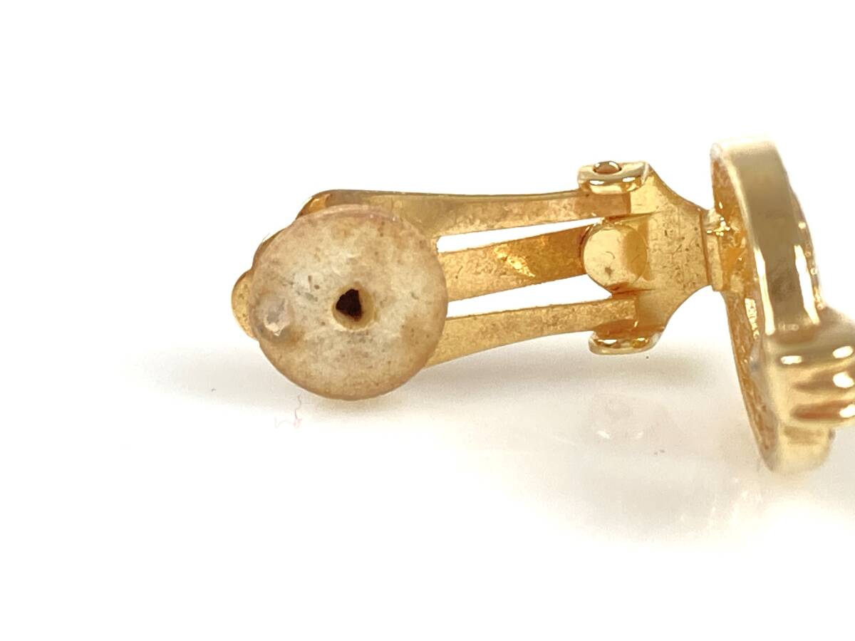  Christian * Dior Christian Dior CD Logo стразы серьги одна сторона уголок только Gold цвет YAS-12295