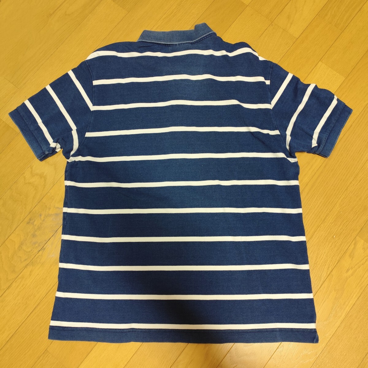 ラコステ LACOSTE インディゴ染めボーダーポロシャツ サイズ5 メンズL?XL相當(dāng) インディゴ/ホワイト
