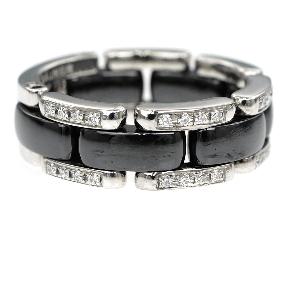 【名東】シャネル ウルトラ リング 750WG K18 ホワイトゴールド ブラックセラミック ダイヤ 56 ジュエリー_画像2