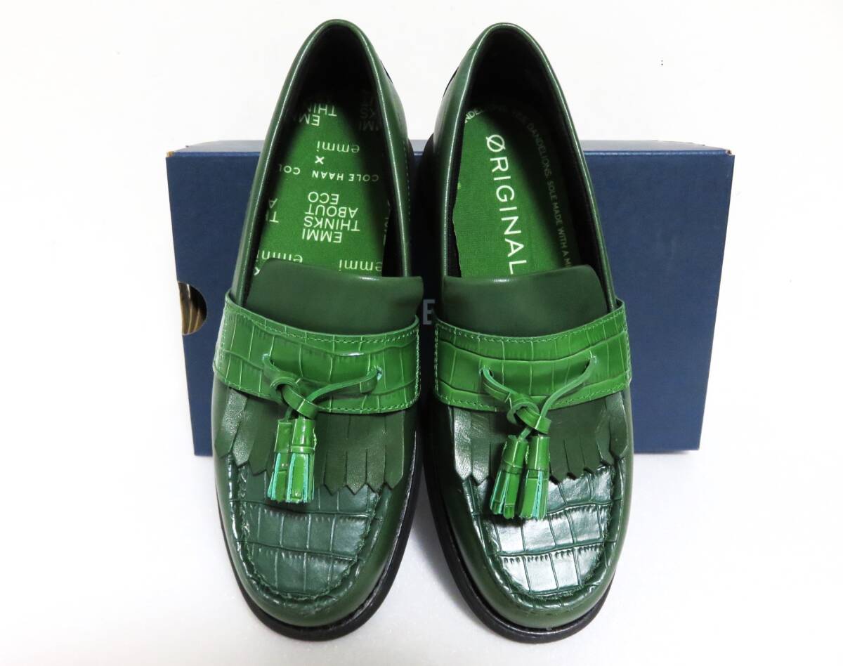 新品 COLE HAAN × emmi OG KILTIE LOAFER 5 グリーン オリジナルグランド コールハーン エミ キルト タッセル ローファー 22 別注 コラボ