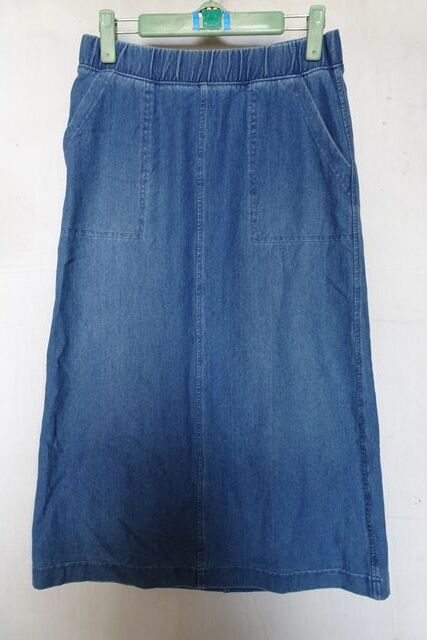 UNIQLO/ユニクロ/241-416728/デニムジャージースカート/ナロースカート/ストレッチ性/タイト/ひざ下/インディゴブルー/Mサイズ(5/27R7)