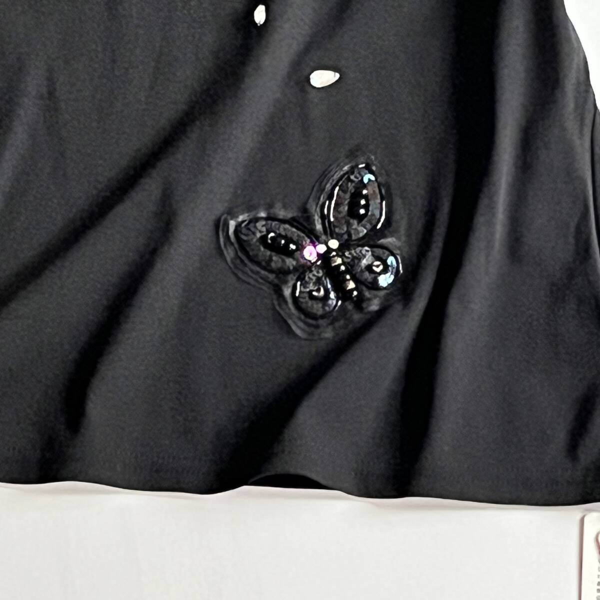 新　C'est la Vie　セラビ　ゆったり40-42　//　蝶の絵柄ビーズ裝飾　黒　カットソー?、佟? bimg=