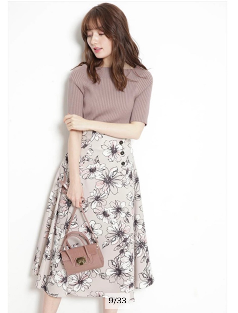 雑誌掲載 激レア 今期 Apuweiser-riche アプワイザーリッシェ チェルシー フラワー フレア スカート コーラルピンク フラワー 花柄 1_画像1