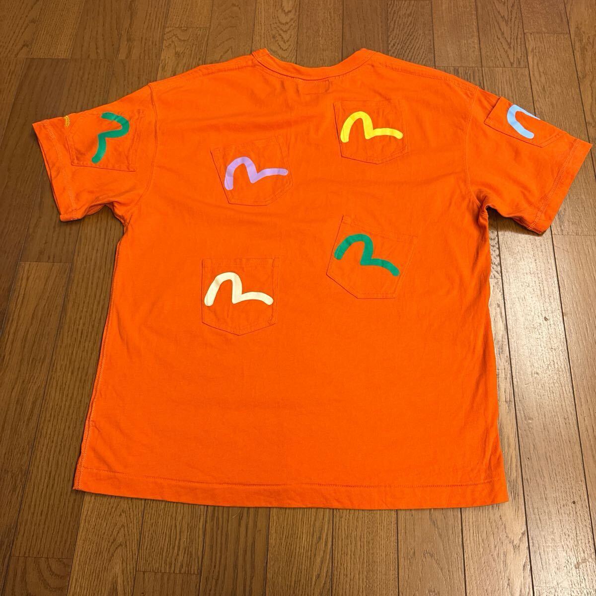 エヴィス！EVISU！ 半袖 Tシャツ！オレンジ！42！大きめの男性向け！100円スタート！