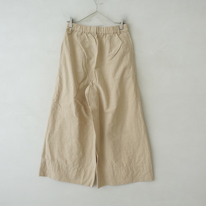 【定価1.3萬】ヒューマンウーマン HUMAN WOMAN *ドローストリングクロップドパンツ*Mタックワイドベージュ(33-2406-4)【62F42】