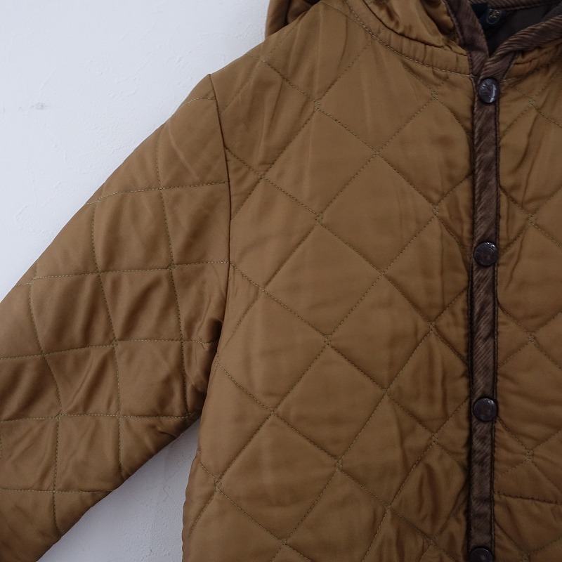 ラベンハム LAVENHAM *フード付キルティングジャケット*36中綿ブラウン羽織アウター上著(jk25-2410-45)【03J42】