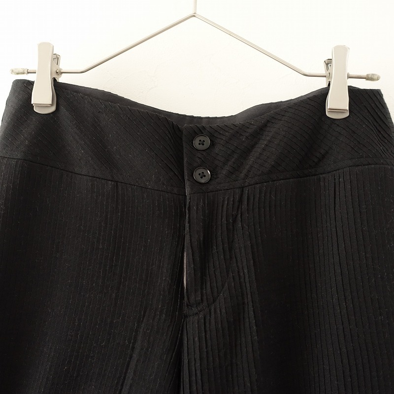 ミナペルホネン mina perhonen *ruffles コットンシルクピンタックパンツ*38黒ブラック(33-2411-123)【10L42】