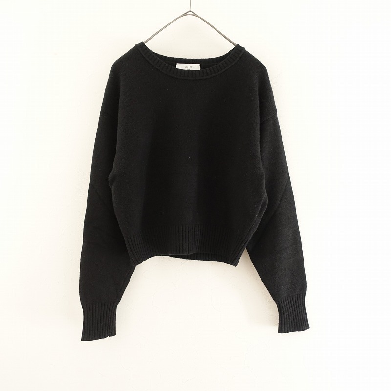 【2023AW/定価1.2萬(wàn)】スローブイエナ SLOBE IENA *ウールクルーネックセーター*ブラックニットプルオーバー(2-2411-430)【91L42】