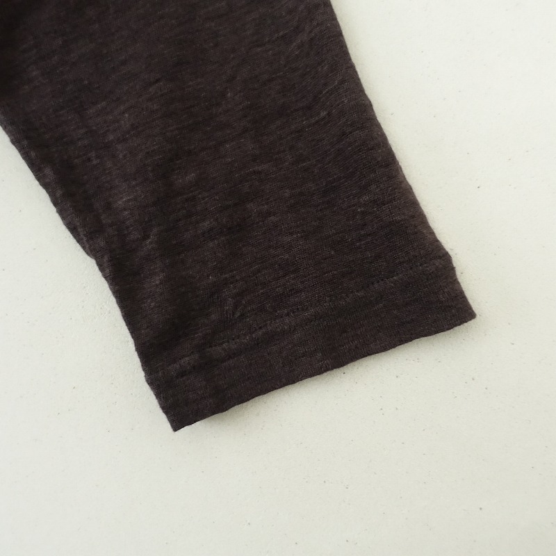ヴラスブラム Vlas Blomme *リネンスラブ天竺サイドダウンカットソー*1麻ジャージーUネックフレアーTシャツ(2-2411-658)【13L42】