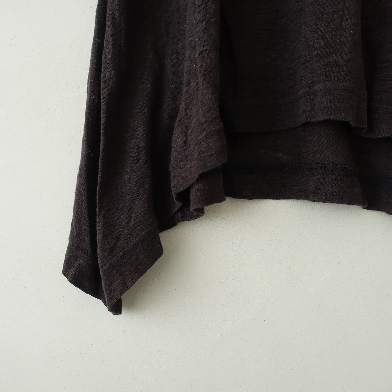ヴラスブラム Vlas Blomme *リネンスラブ天竺サイドダウンカットソー*1麻ジャージーUネックフレアーTシャツ(2-2411-658)【13L42】
