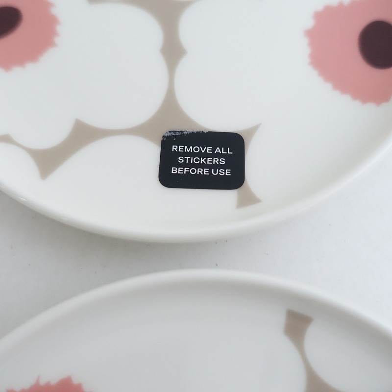 【北歐】未使用/マリメッコ marimekko *Unikko ウニッコ プレート 13.5㎝ クレイ×ホワイト 2枚セット*陶器(wa23-2503-73)【81D52】