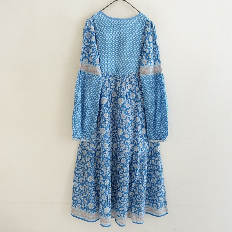【美品/2023SS】アーバンリサーチ URBAN RESEARCH Sonny Label*MIXプリントカディコットンワンピース*F水色(2-2504-368)【01E52】