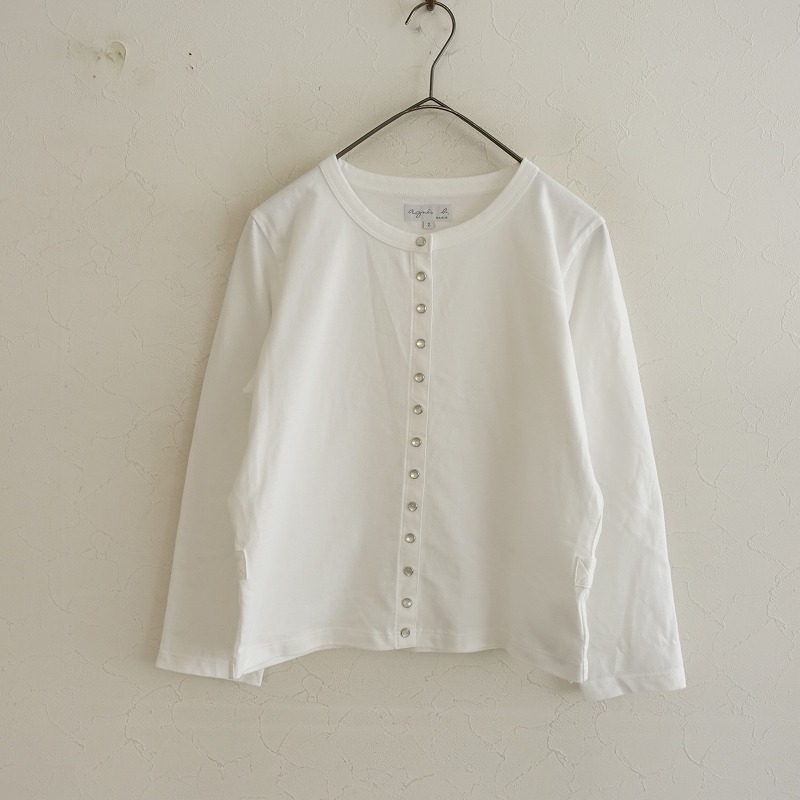 【2023AW/定価1.5萬(wàn)】アニエスベー agnes b. *カーディガンプレッション*2綿天竺ホワイト白羽織アニエスb.(25-2504-376)【01E52】