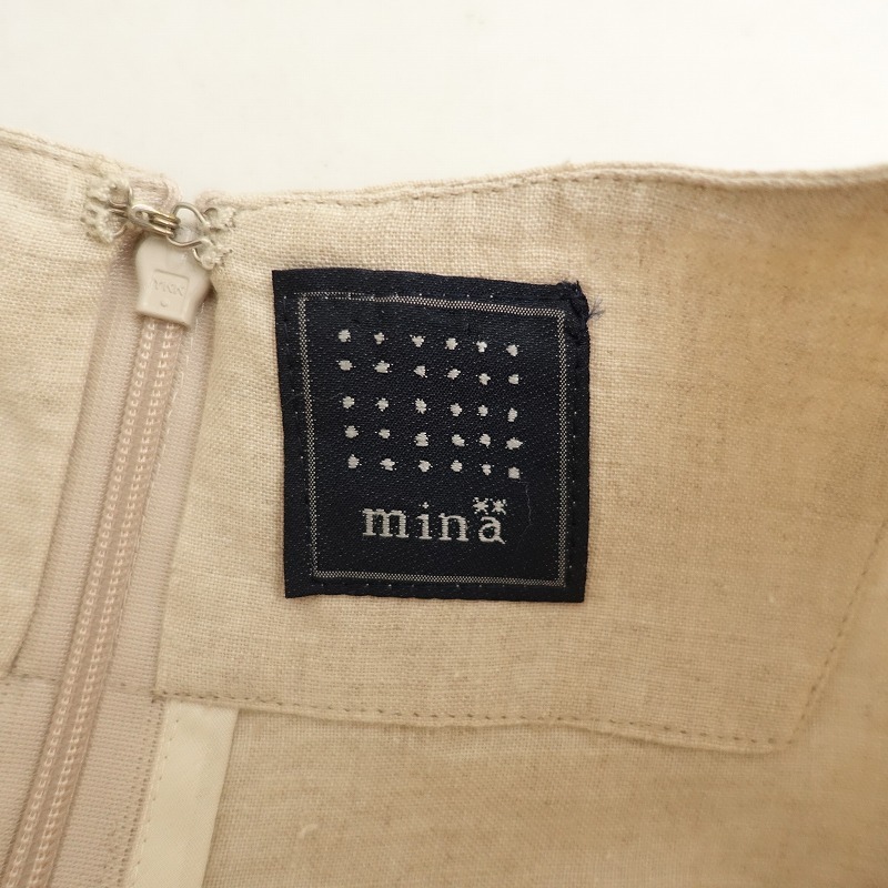 ミナ mina *bird リネンノースリーブ刺しゅうワンピース*薄手ドレス里地付ベージュマルチmina perhonen(27-2504-116)【51E52】