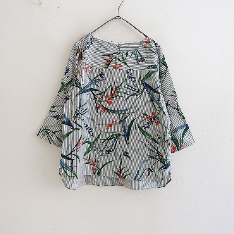 LAUTREAMONT ロートレアモン *コットンプリントフレアスリーブプルオーバーブラウス*38綿総柄シャツ(25-2504-429)【51E52】