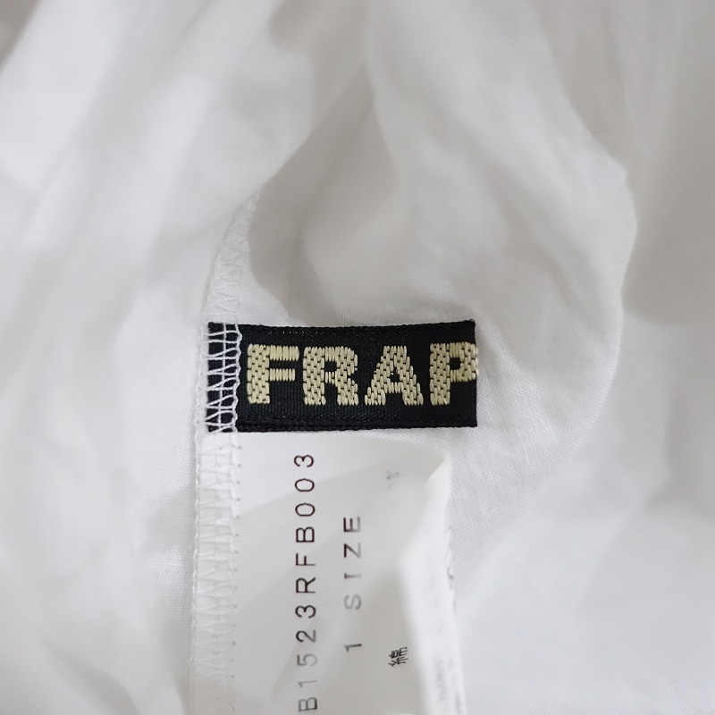 【定価1.7萬】フラボア FRAPBOIS *ステームシャツ*1ホワイトコットンキーネックレースピンタックフレア袖(2-2504-677)【91E52】