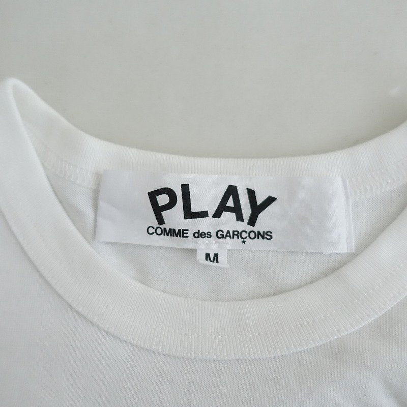 【ユニセックス】コムデギャルソン PLAY COMME des GARCONS *プリントTシャツ*M綿天竺白×ゴールド卆袖(25-2505-16)【72E52】