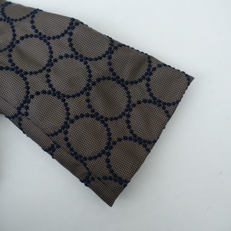 【定価9.9萬(wàn)】ミナペルホネン mina perhonen *tambourine シルクチェック刺繍フレアスリーブジャケット*38(jjk33-2503-343)【13E52】