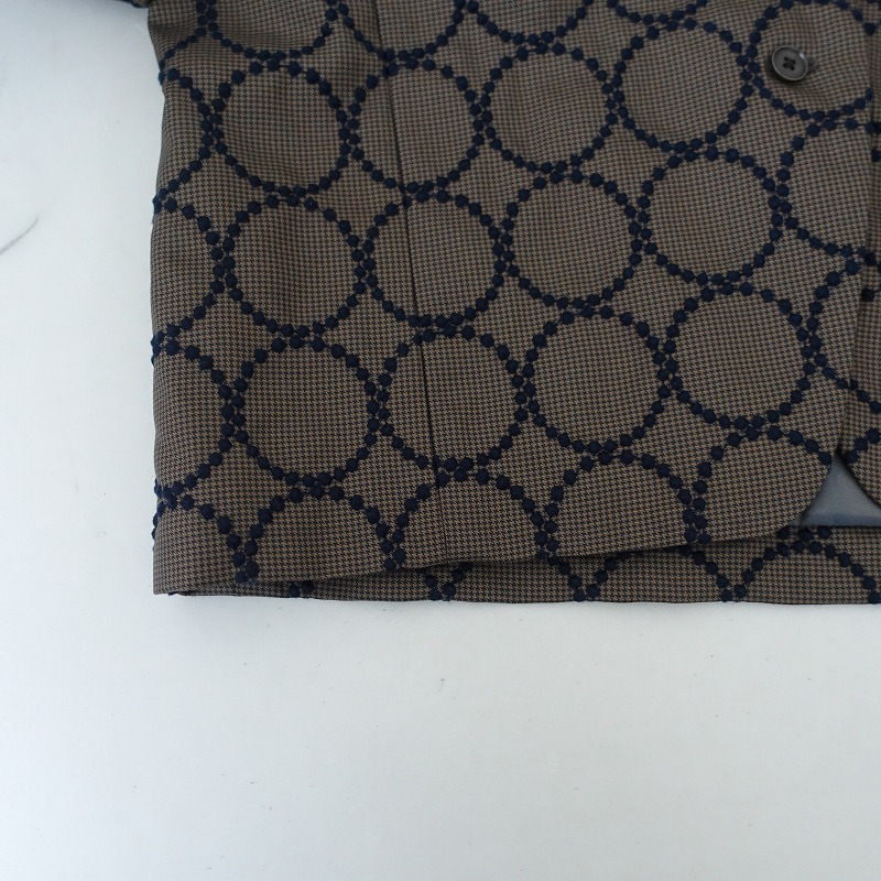 【定価9.9萬(wàn)】ミナペルホネン mina perhonen *tambourine シルクチェック刺繍フレアスリーブジャケット*38(jjk33-2503-343)【13E52】