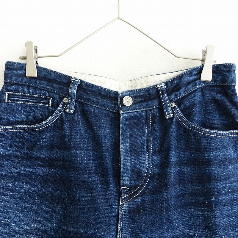 ミナペルホネン mina perhonen *always デニムパンツ*40綿麻インディゴ染ネイビー紺ジーンズジーパン(25-2503-223)【13E52】