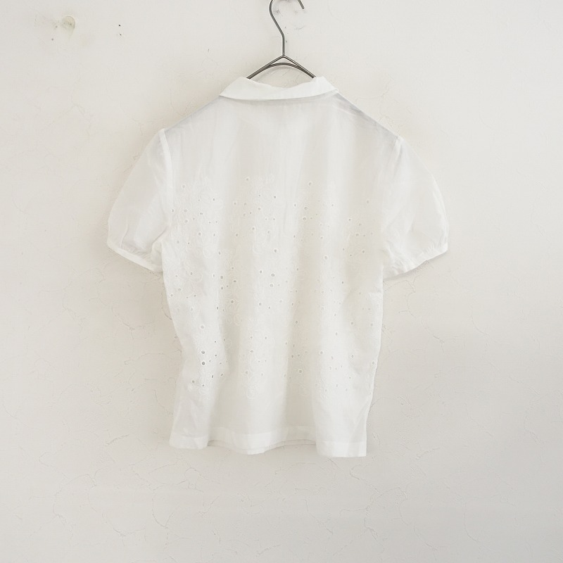 ミナペルホネン mina perhonen *sometimes lucky 刺しゅうブラウス*36薄手コットン綿シャツ半袖ホワイト(27-2503-103)【13E52】