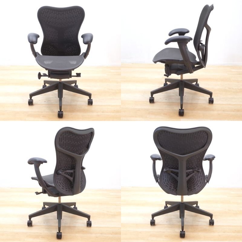 ハーマンミラー Herman Miller ミラ2チェア 肘付オフィスチェア ブラック 事務(wù) パソコンチェア メッシュ 在宅 YH17577 中古オフィス家具