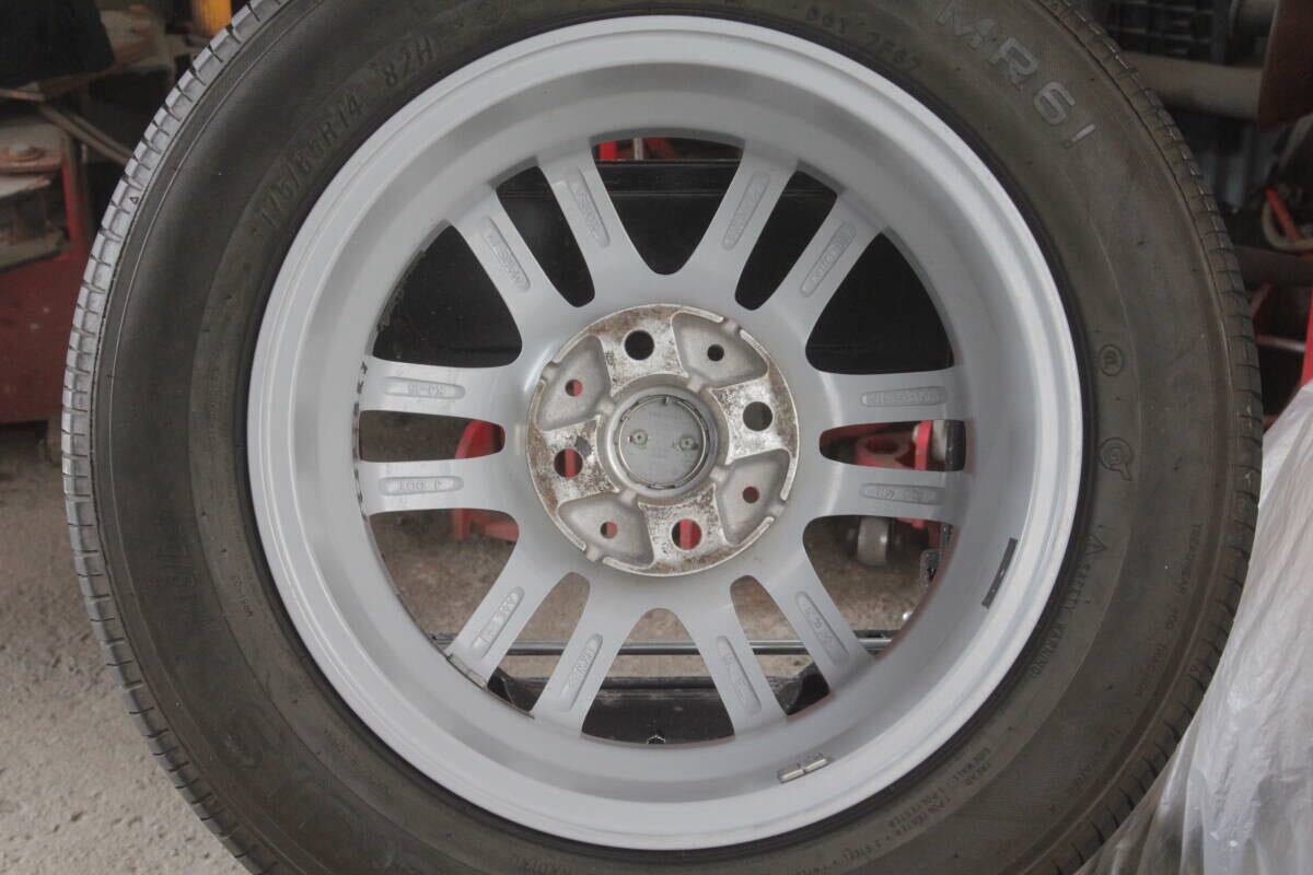 M2条件付送料無料 2021年製 ミゾあり 夏タイヤ 175/65R14×5.5J +40 4H PCD100 日産純正アルミ 4本セット キューブノートサニー_画像6