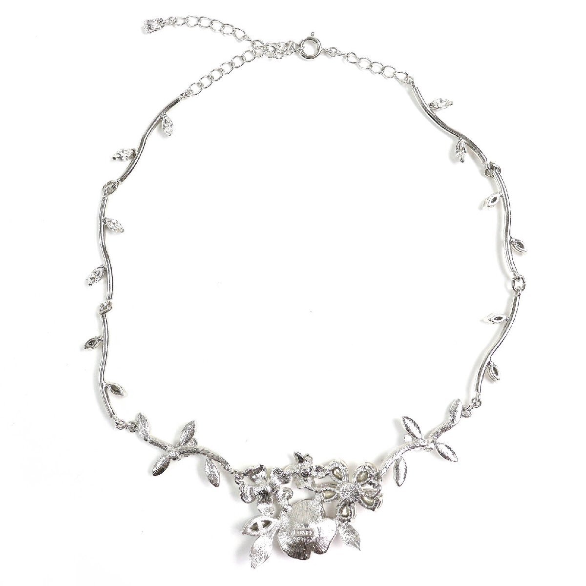 極美品△FOXEY フォクシー クリスタルビジュー フラワーモチーフ ラインストーン チョーカー ネックレス シルバー ピンク イエローブルー