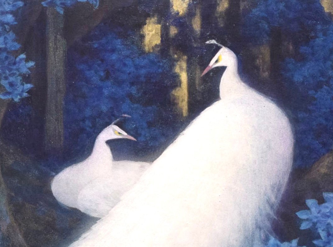 (4-14454)岸田蒼坪『菩薩樹の陰』10號 日本畫 肉筆 原畫 直筆サイン 印 共シール 絵畫 額裝 真作【緑和堂】