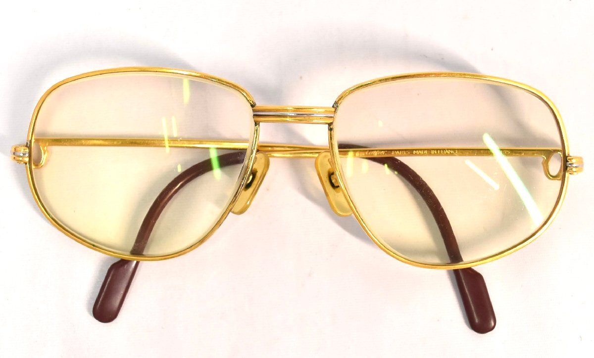 (4-14107)CARTIER カルティエ 眼鏡 58□18 めがね メガネ 重量約41.7g 度入り フレーム ゴールドカラー アイウェア【緑和堂】