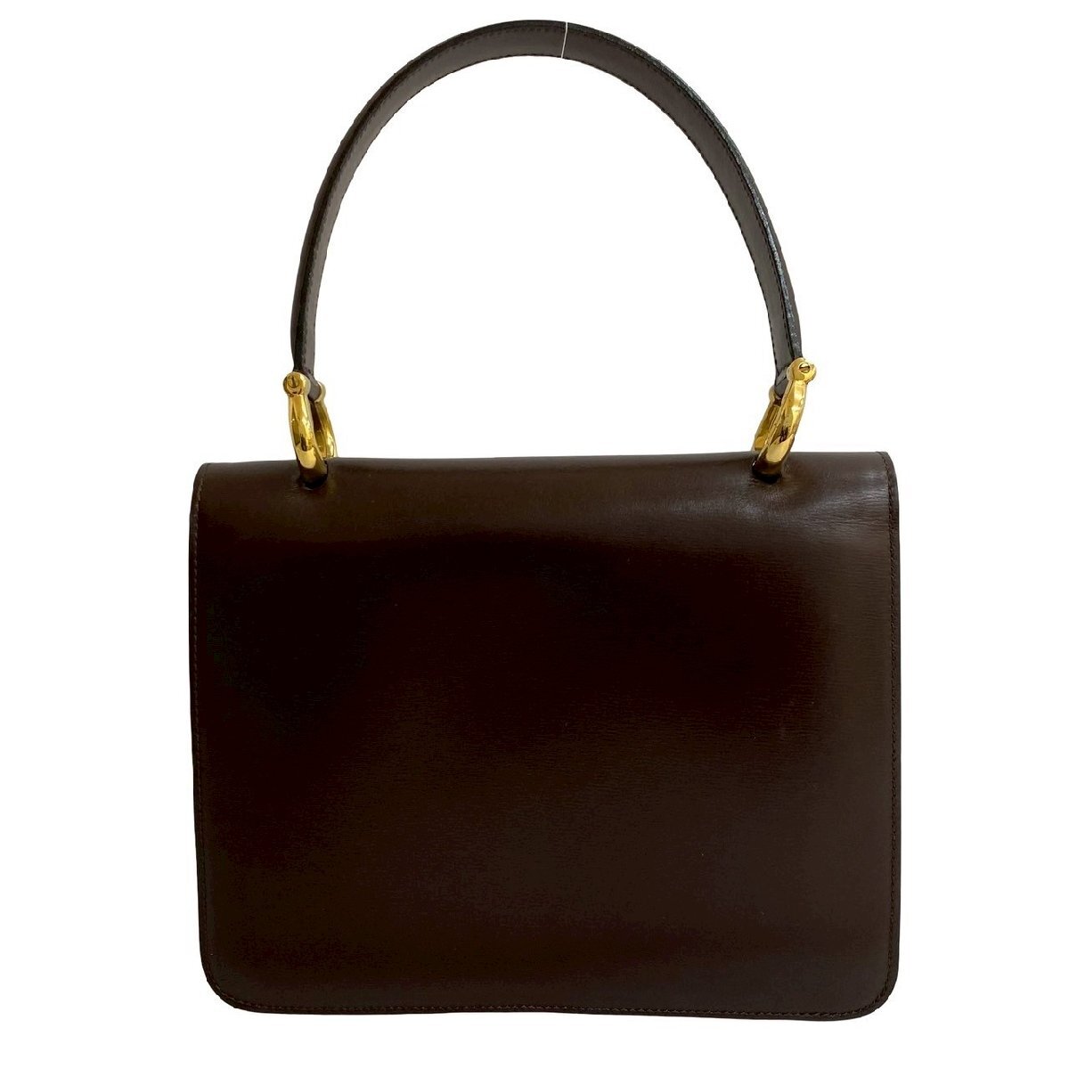 極 美品 CELINE セリーヌ ヴィンテージ 馬車金具 ホースキャリッジ ロゴ レザー 本革 ハンドバッグ ミニ トートバッグ ブラウン 41815