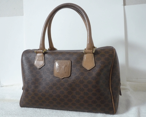  редкий снят с производства товар Celine CELINE Macadam рисунок 2WAY плечо .. плечо Mini рука сумка "Boston bag" женский Vintage 