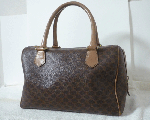  редкий снят с производства товар Celine CELINE Macadam рисунок 2WAY плечо .. плечо Mini рука сумка "Boston bag" женский Vintage 
