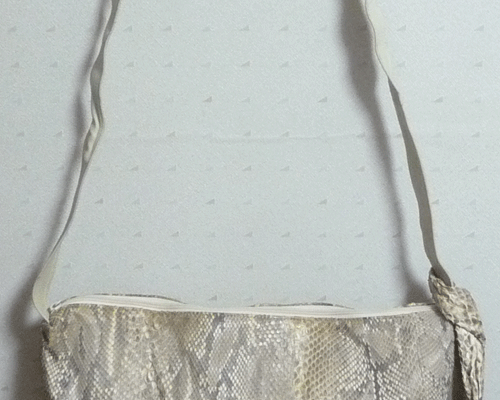 カルロスファルチ CarlosFalch パイソン レザー 本革 ベージュ系 ホワイト系 斜め掛け ショルダーバッグ レディース_画像3