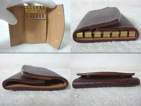 エトロ　ETRO　PVC　ペイズリー柄　赤茶系　６連　キーケース