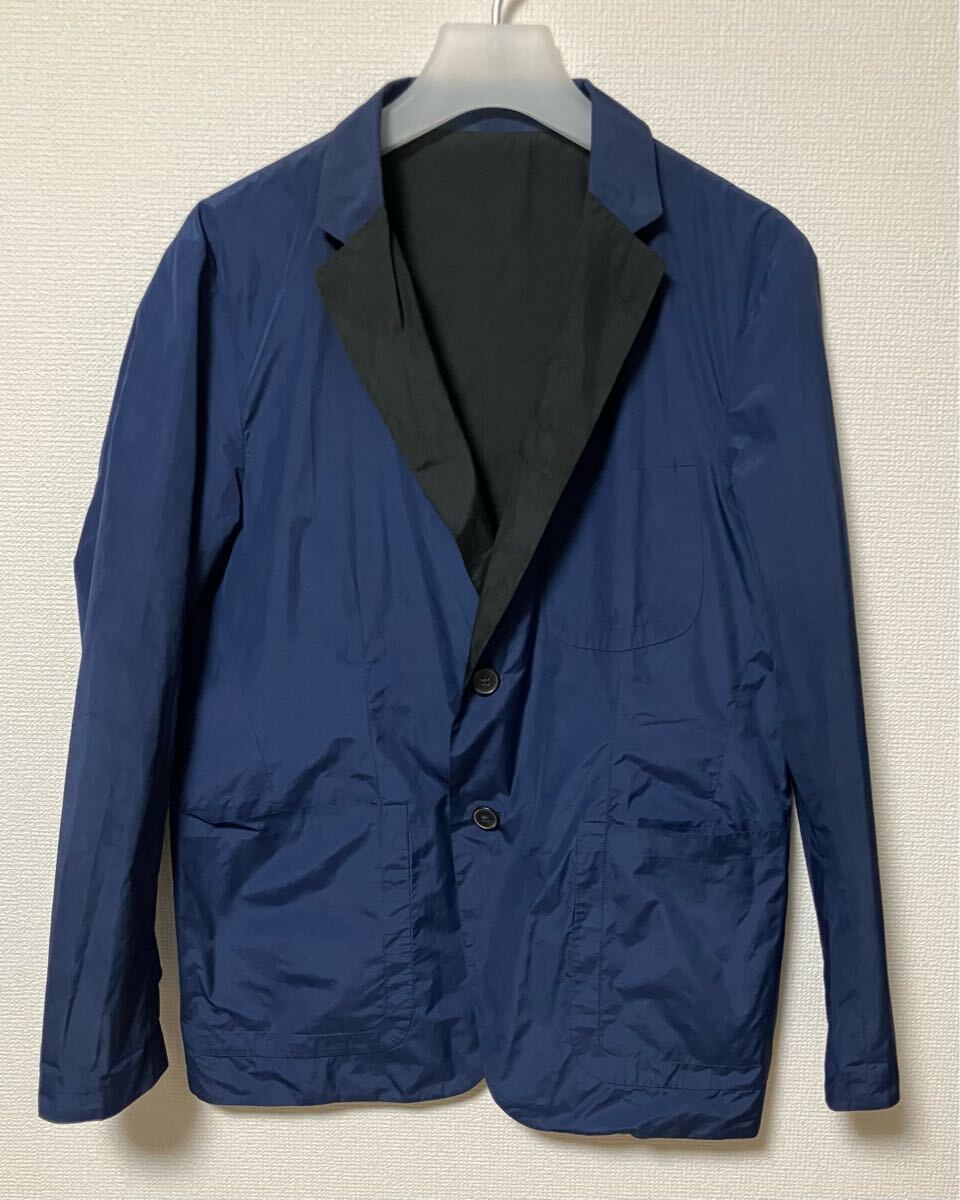 JIL SANDER ジルサンダー リバーシブル 2B JK ナイロン 黒 46 テーラード ジャケット NAVY BLUE BLACK ネイビー 青