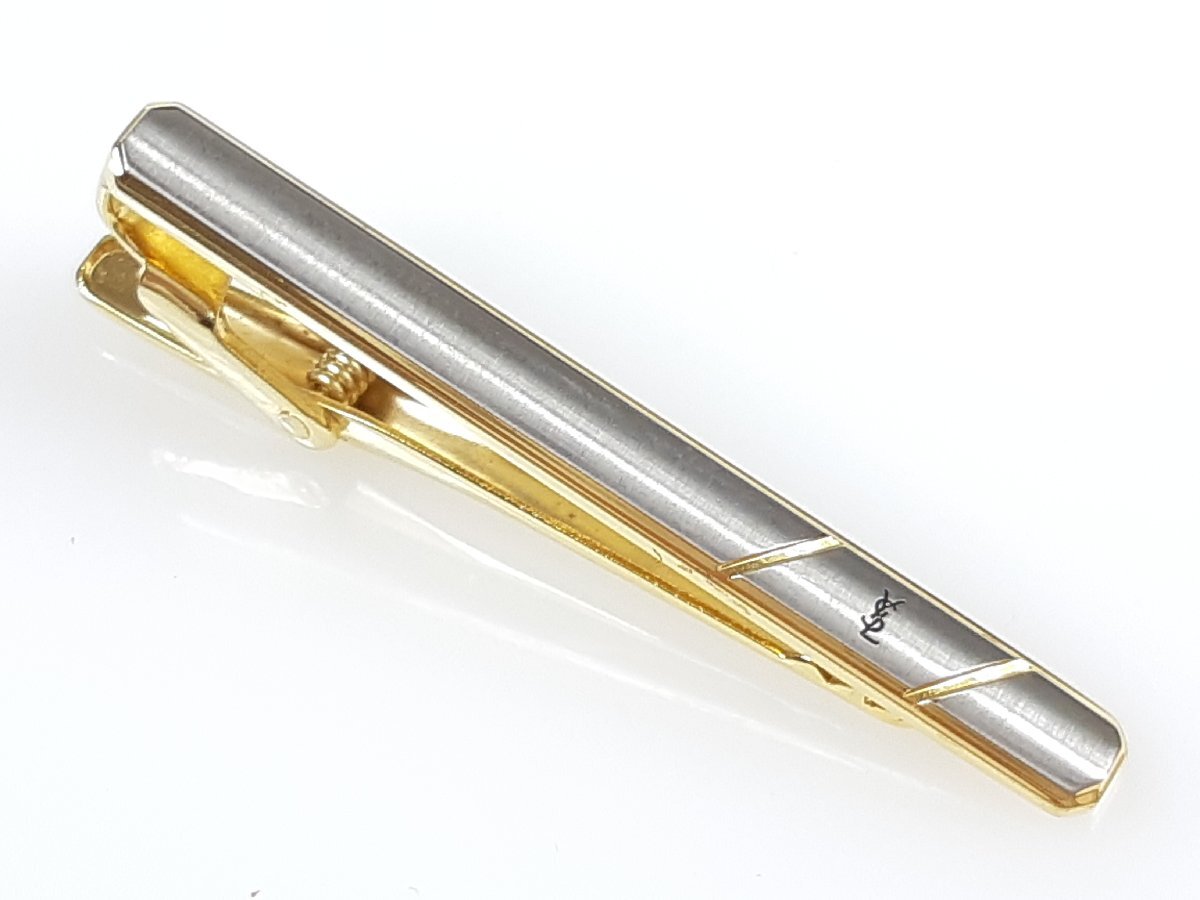 イヴ?サンローラン　YSL　ネクタイピン　カフス　セット　艶消しシルバーカラー×ゴールドカラー　YMA-947