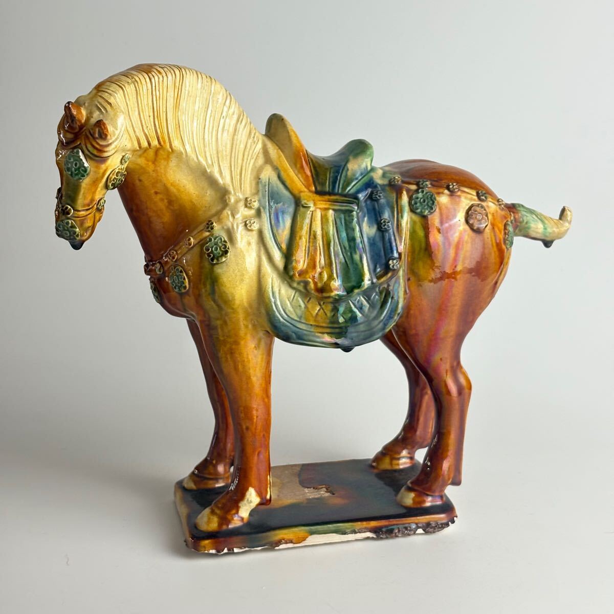 春のコレクション 唐三彩 中国美術 馬俑 置物 骨董品 古美術品 中国古玩 置物 馬 彫刻+オブジェ