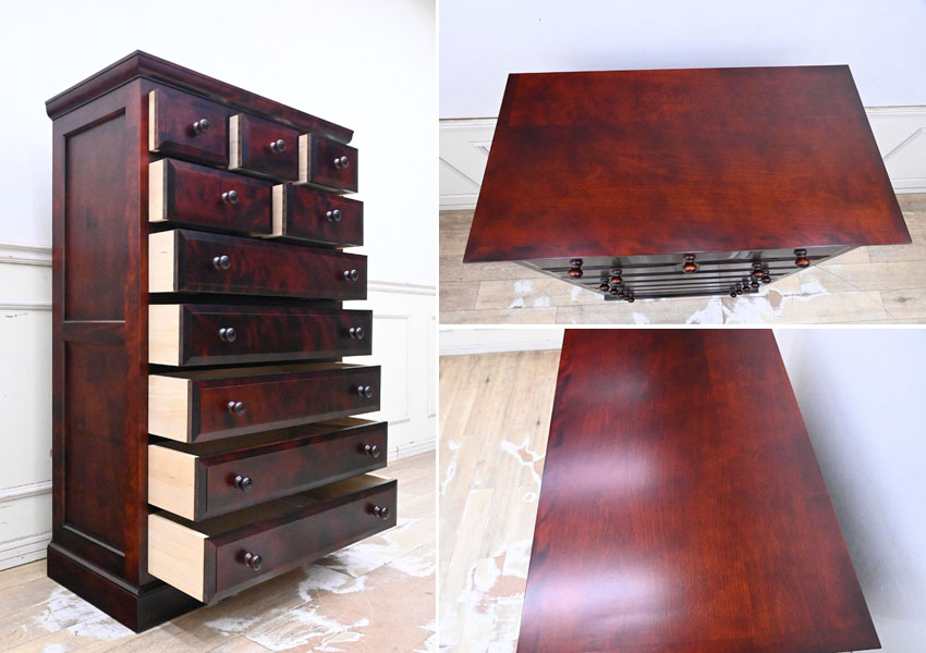 IB22 美品 北海道民蕓家具 北の匠 無垢 引出ボード 整理タンス ハイチェスト 収納簞笥 側(cè)面框組