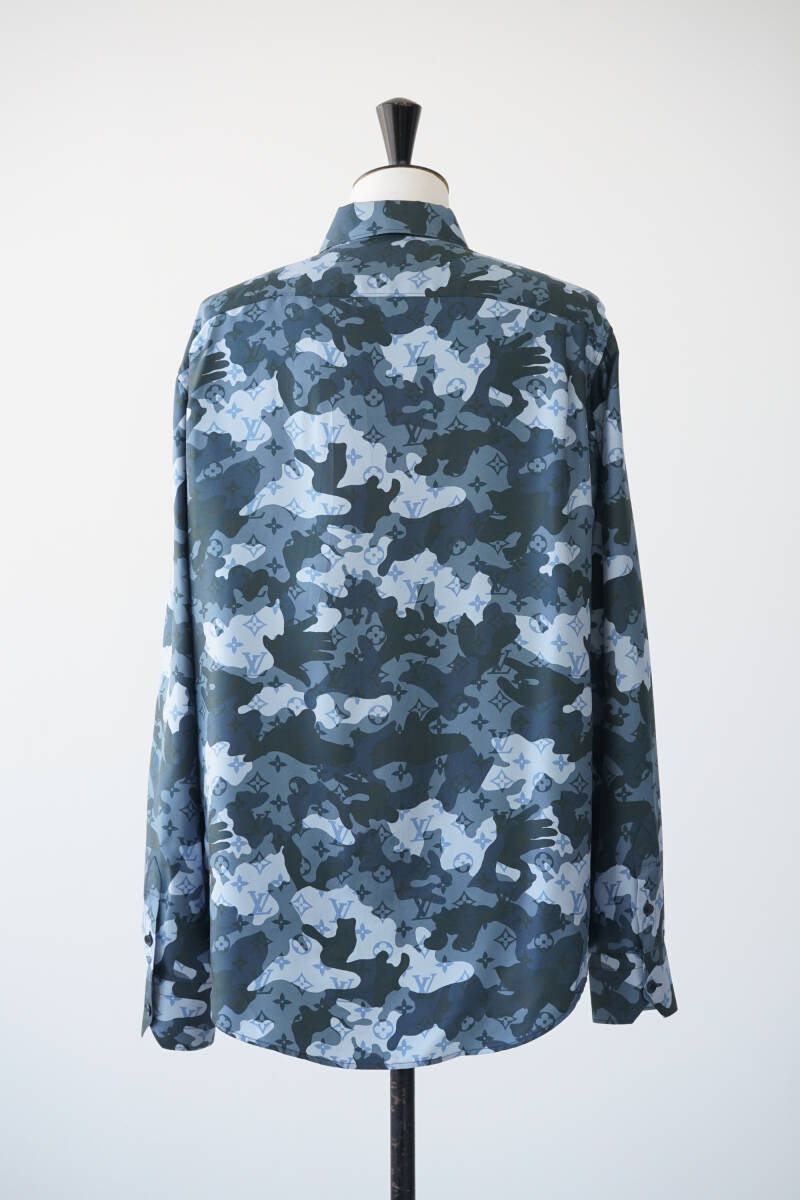 2020AW LOUIS VUITTON ルイヴィトン モノグラム カモフラ シルク シャツ size L RM202M XFU HJS11W 0429174