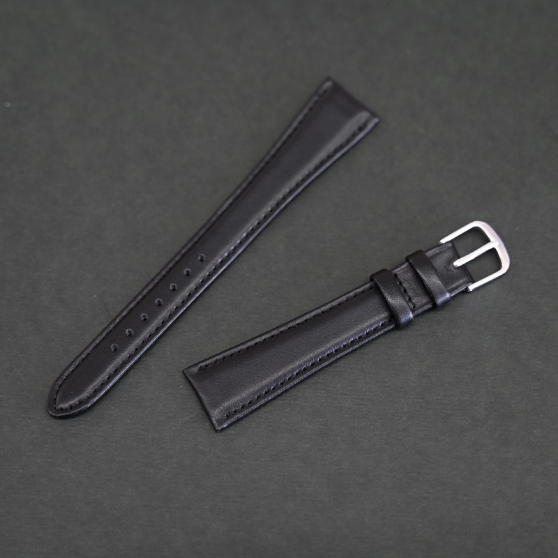 バネ棒付 送料無料★特価 新品★Maruman 時計ベルト 長めのロングサイズ 牛革バンド 20mm 黒 ブラック★マルマン 定価稅込4,400円