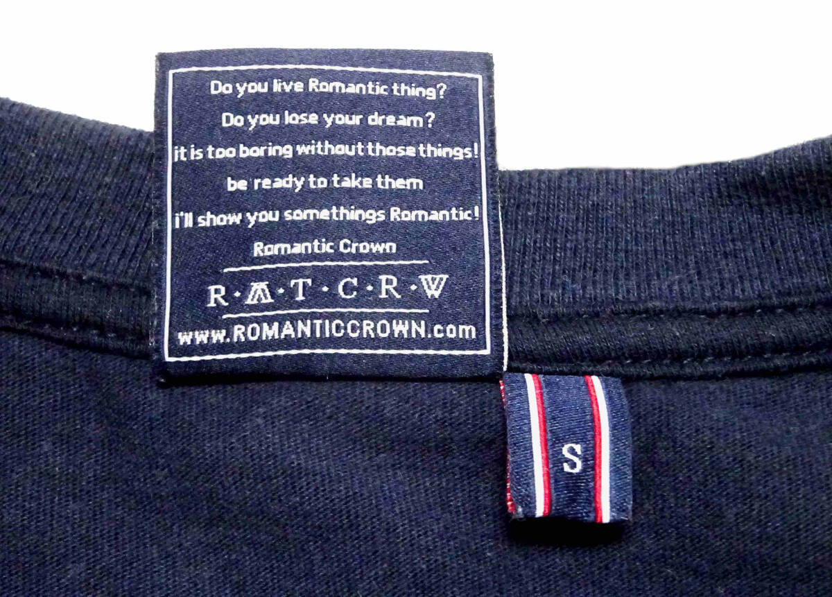 ●ＲＭＴＣＲＷ ロマンティッククラウン / コットン・ボートネック・切替え・プリントTシャツ・ネイビー＋ベージュ・サイズ：S / USED_画像7