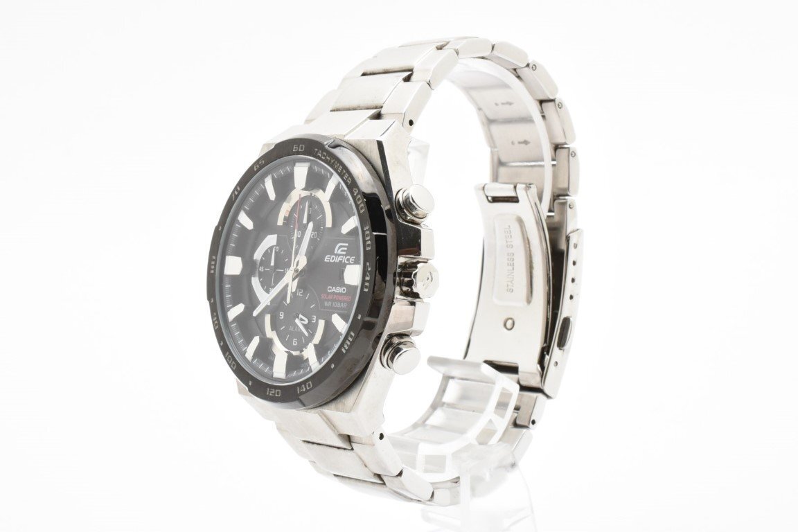 稼働品 カシオ エディフィス EFR-541 クロノグラフ ブラック シルバー SOLAR POWERED メンズ 腕時計 CASIO EDIFICE