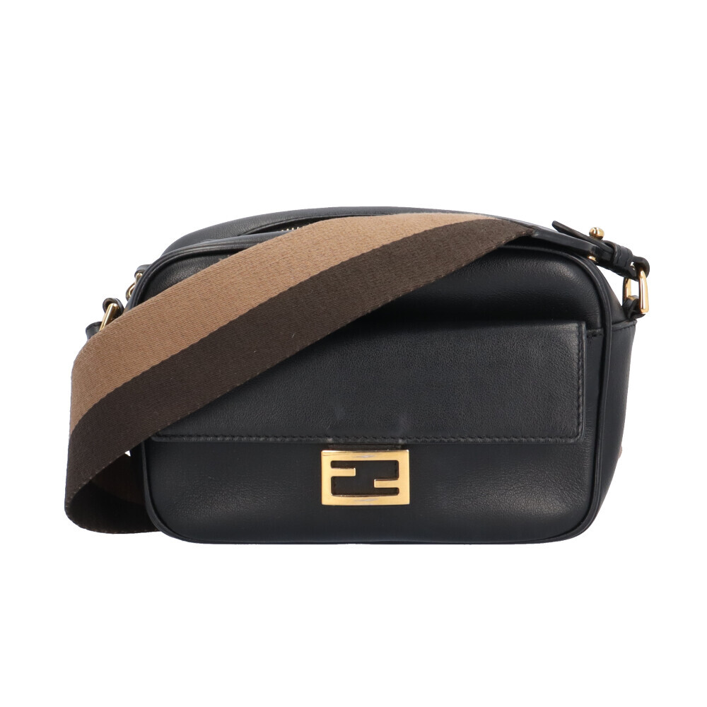 フェンディ スモールキャム ショルダーバッグ レザー 8BS042 ブラック レディース FENDI 中古