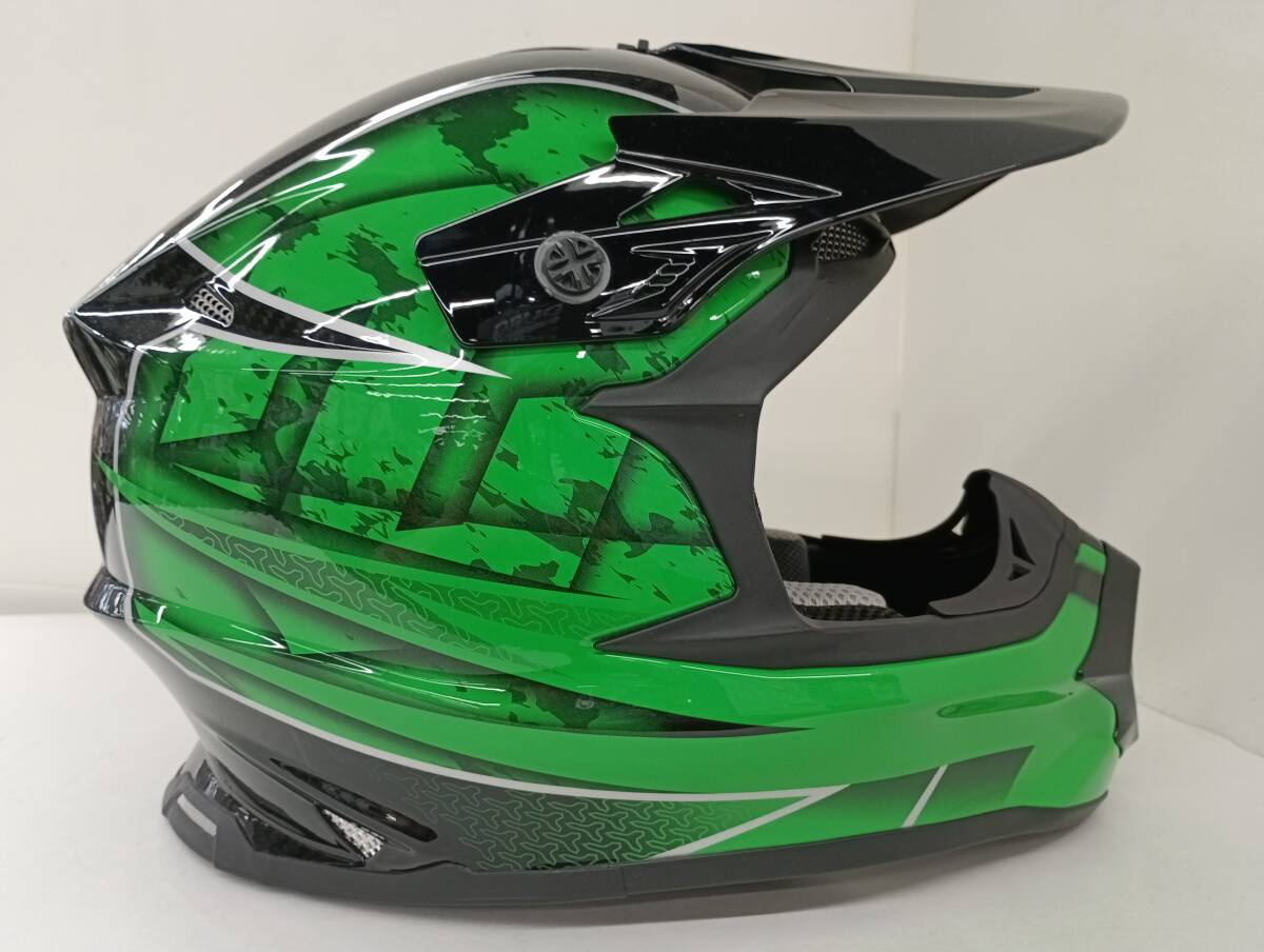 新品展示品 ZEALOT マッドジャンパー2 オフロード用ヘルメット カーボンハイブリッドスタンダード グラフィックグリーン Lサイズ MJC0015/L